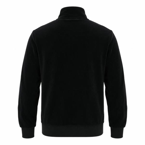 Back view of a black Fila Gold Bosco velour track top jacket with a high collar and ribbed cuffs.