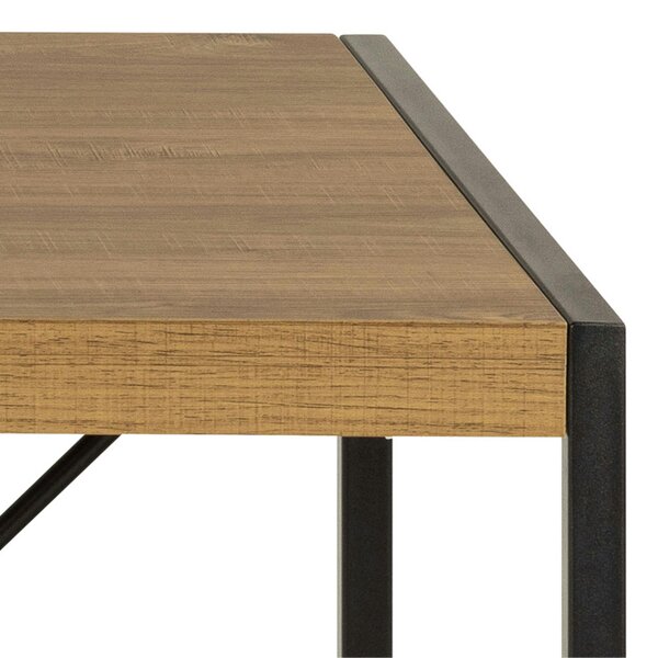 Wyld Haus Barbados Natural Oak Wood Office Desk Black Metal Base
