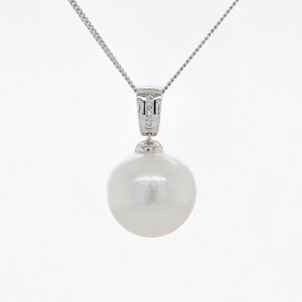 Sarah Layton Round Freshwater Pearl & Diamond Pendant, 14mm - White Gold - DP311WG