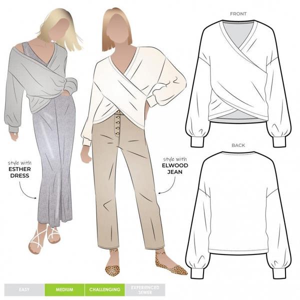 Style Arc Sewing Pattern Kira Knit Top - Tops for Women - Advanced