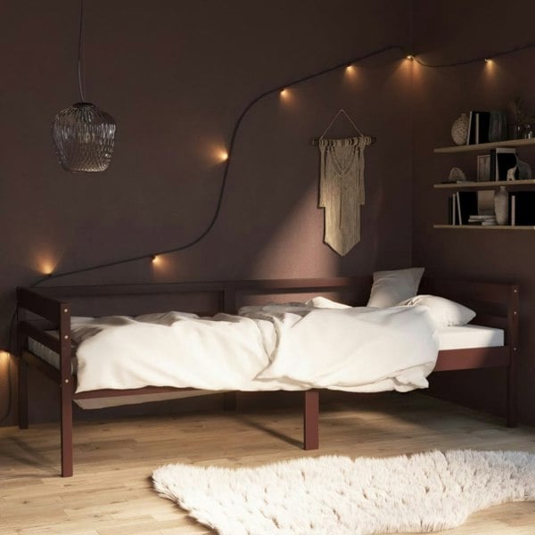 Berkfield Bed Frame Dark Brown Solid Pinewood 90x200 cm