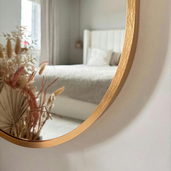 Downton Interiors Gold Modern Tall Metal Frame Oval Wall Mirror - 120cm