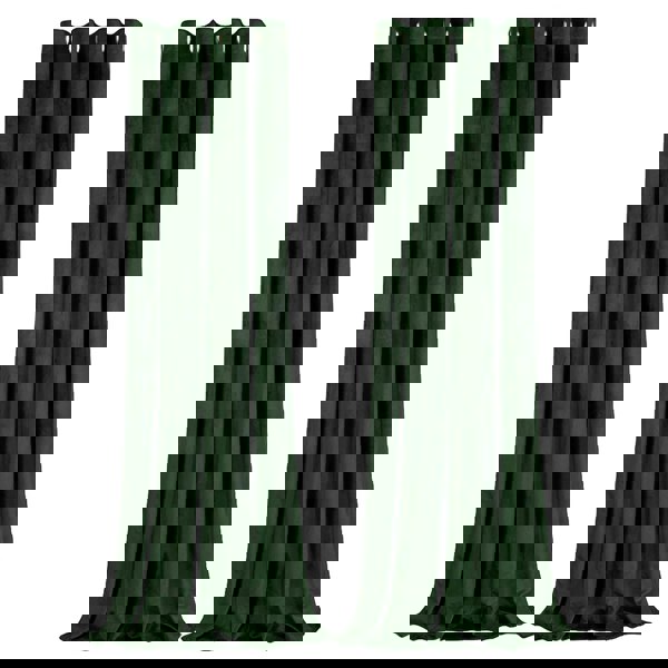 Forest Green Velvet Blackout Eyelet Curtains - 46x54 Inch Drop - Pair Image 1