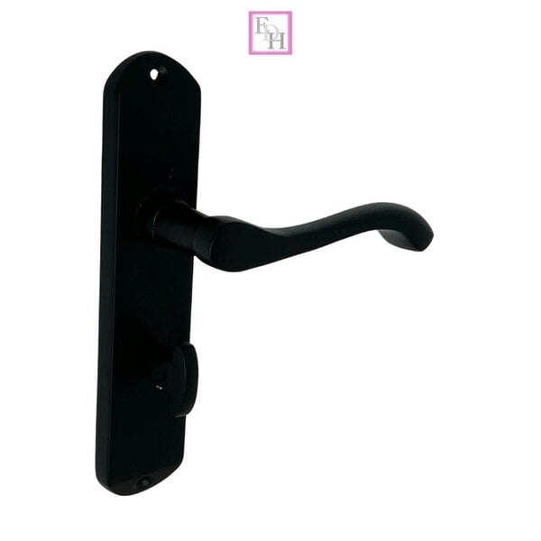 EDH Door Hardware Cadenza Modern Matt Black Scroll Door Handles Bathroom Lock Handle 178mm x 40mm