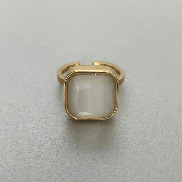 Luxe Tones Hestia Luxe 18ct Gold Plated White Ring