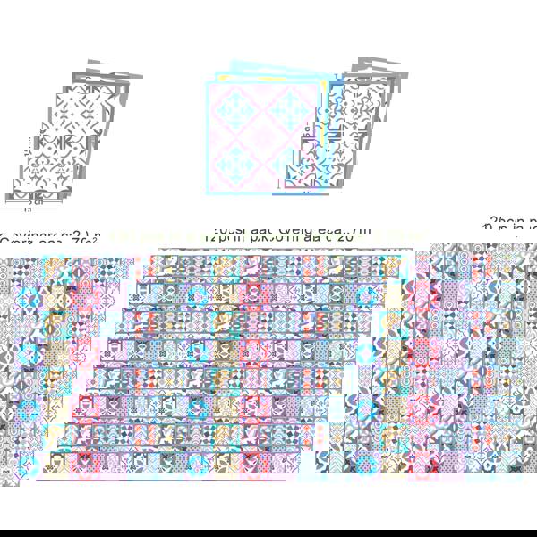 WT1537 - Classic Moroccan Colourful Mixed Tiles Wall Stickers Set 1 - 15 x 15 cm (6 x 6 inches) - 24 pcs.