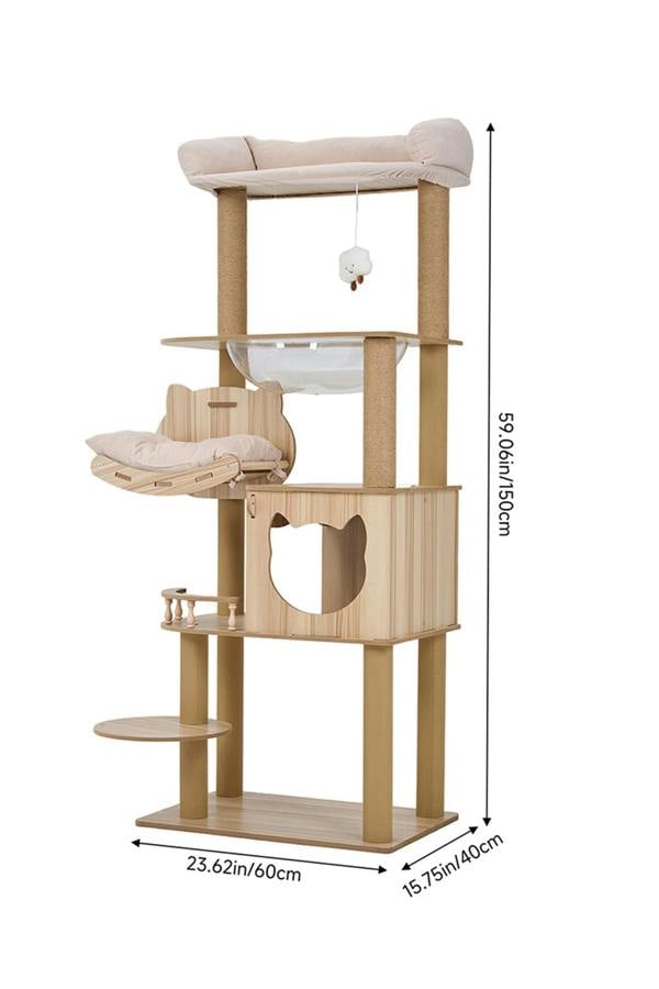 Living and Home Multi-Tier Cat Tree with Scratching Posts and Soft Corduroy Perches