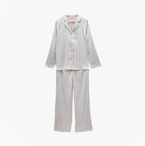 Joules BONNIE Womens Satin Pyjama Set Blue Stripe