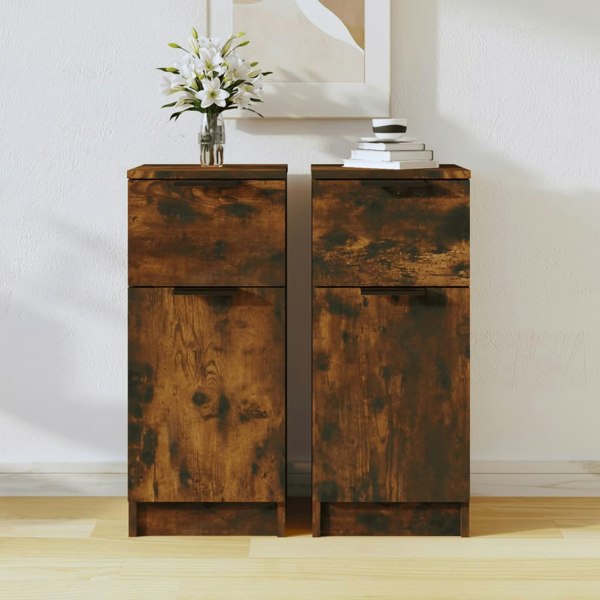 Berkfield Sideboards 2 pcs Smoked Oak 30x30x70 cm Engineered Wood