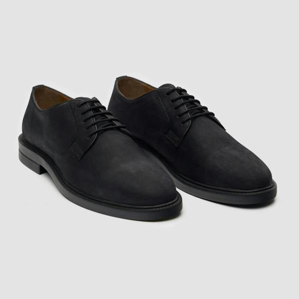 House Of Cavani Pedro - Men's Black Suede Matte Finish Lace-Up Derby Shoes