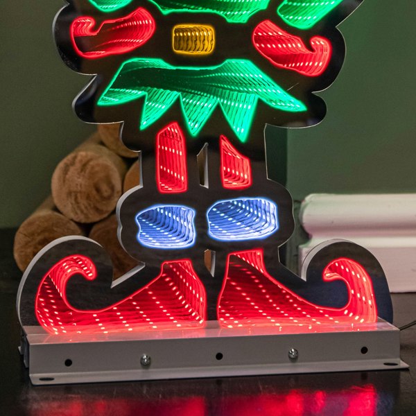 Samuel Alexander 60cm Infinity Elf in Red Boots on Metal Base with Green and Red LEDs