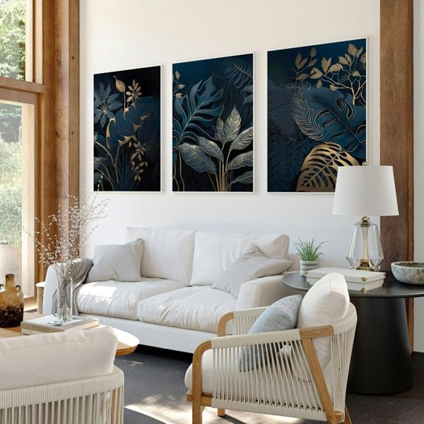 Large Framed Wall Pictures For Living Room | Set of 3 wall art prints