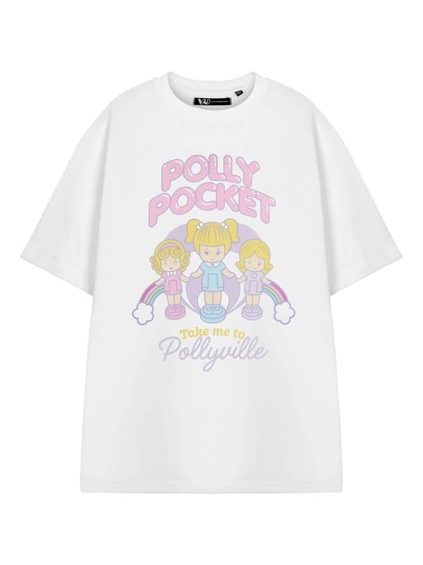 Polly Pocket Womens White Pollyville Short Sleeved T-Shirt