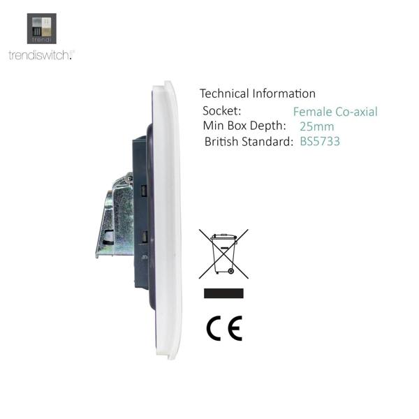 Trendi Switch 1 Gang Female Co-Axial Television Socket in Ice White