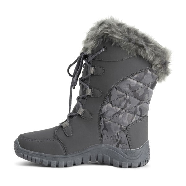 VIVA Women's Quilted Lace Up Waterproof Black Outdoor Cuff Snow Rain Boot