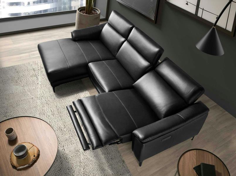 Angel Cerdá Relax corner sofa in black leather 6205/6206