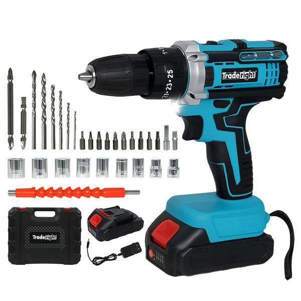 Traderight 2 Battery 21V Cordless Drill Combi Driver Electric Screwdriver Set