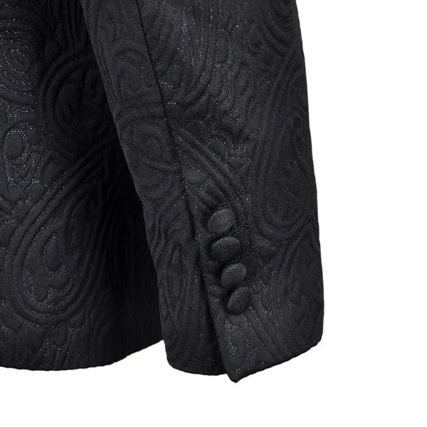 David WeJ Kensington Double Breasted Shawl Lapel Jacquard - Black