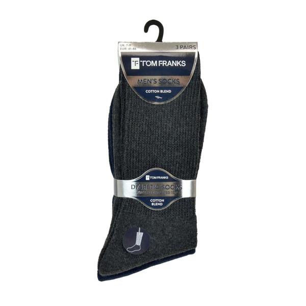 Tom Franks Mens Tom Franks 3 Pack Diabetic Socks SK632