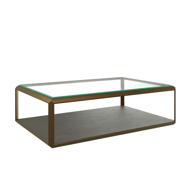 Wyld Haus Siena Grey Shagreen Glass and Gold Coffee Table