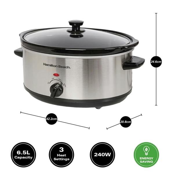Hamilton Beach The Family Favourite 6.5L Slow Cooker - Silver