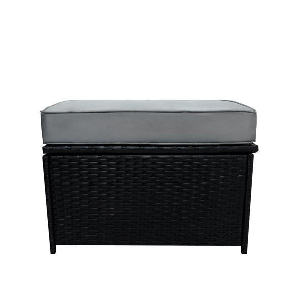 Monstershop 11 Seater Rattan Furniture Set With Firepit – Black