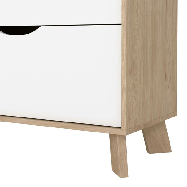 Wyld Haus Lira Jackson Hickory Oak Wood and White 6 Drawers Double Dresser