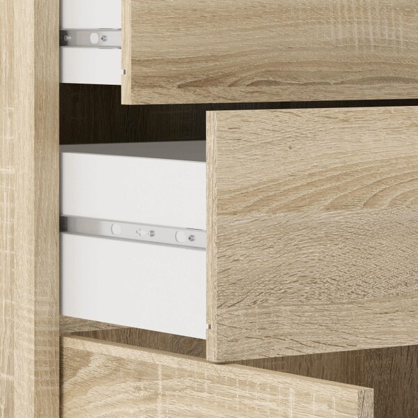 Wyld Haus Dris Natural Oak Wood Effect Bookcase 3 Shelves 4 Drawers