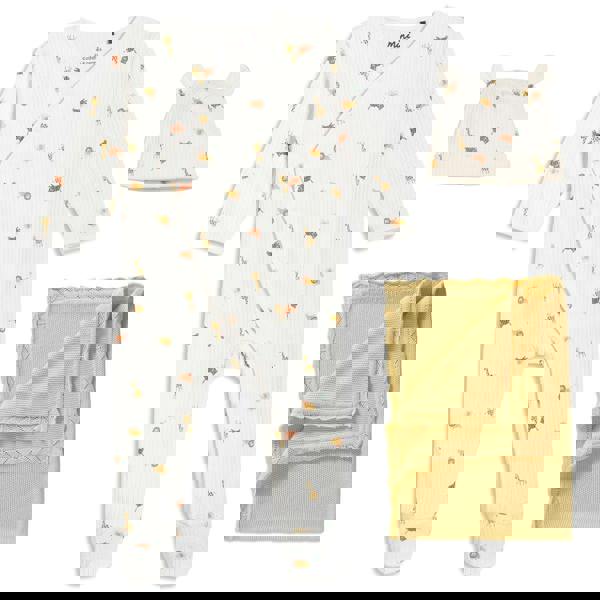 Mini Cuddles Baby Unisex Animal Print 3pc Essentials Gift Set, Multicolour