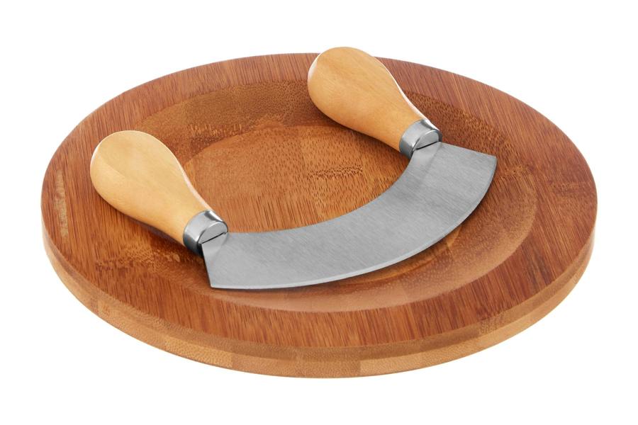 Aleki Bamboo Board with Mezzaluna Herb Chopper
