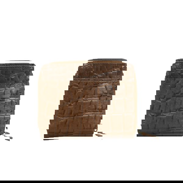 Assots London 'JOLLY' Tan Croc Real Leather Designer Zip-Top Wallet