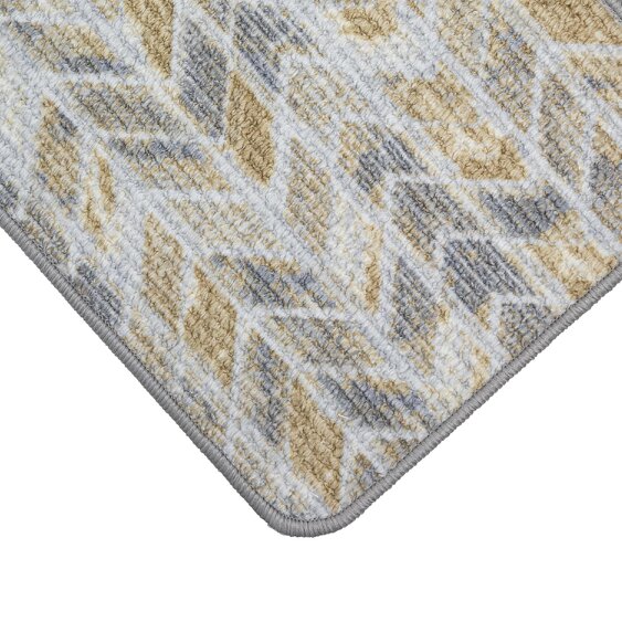 JVL Fiora Machine Washable Indoor Runner and Mat Set - Quartz Chevron