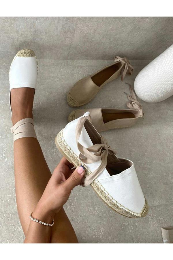 Zoey Tie Leg Espadrille Sandals - White
