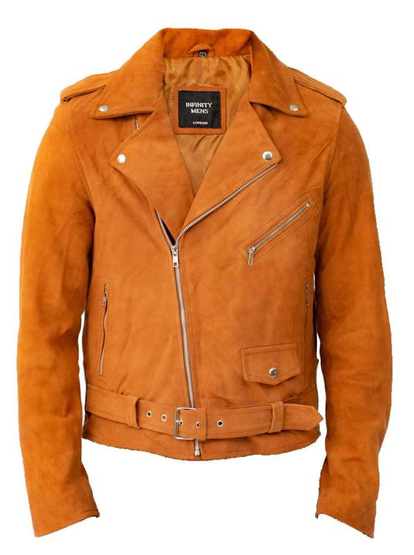Infinity Leather Mens Goat Suede Leather Brando Biker Jacket-Melbourne