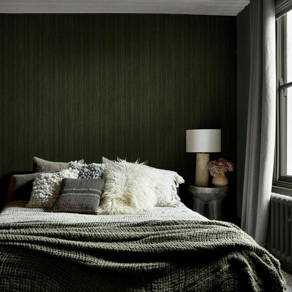 Abigail Ahern Fibre Stripe Wallpaper | Forest