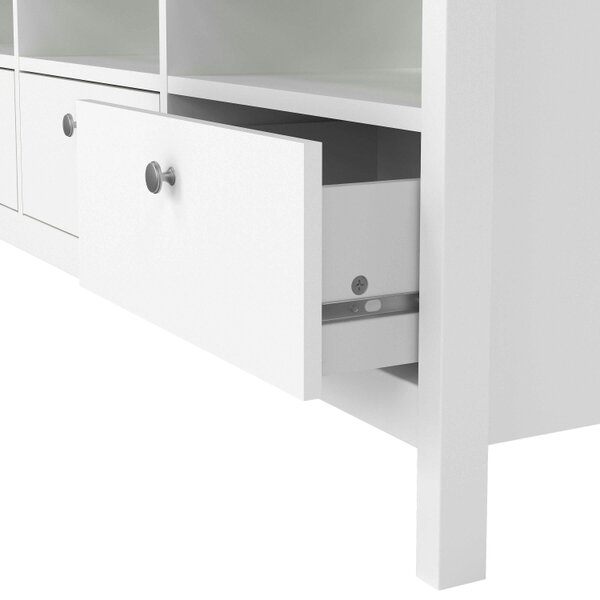 Wyld Haus Gossmere White Wooden TV Unit 3 Drawers Silver Handles