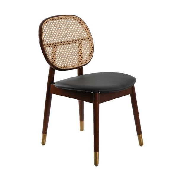 Angel Cerdá Rattan and Black Leatherette Chair 4093