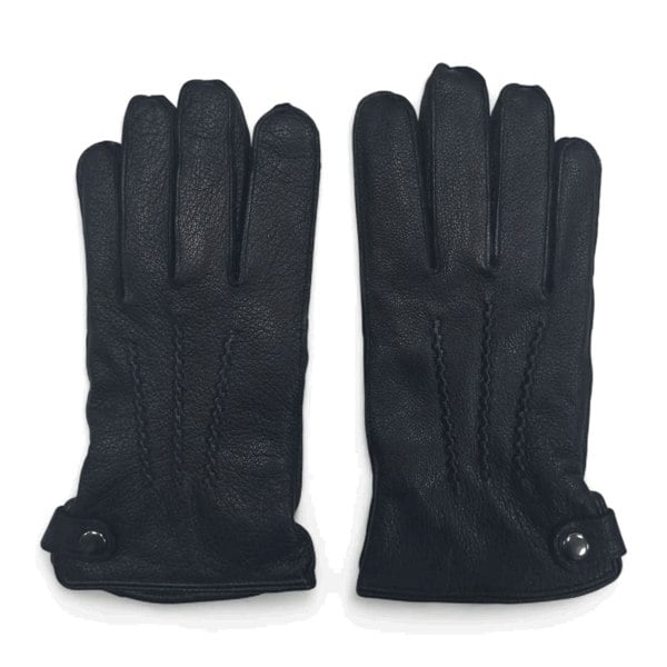 Infinity Leather Men’s Leather Wool Lined Snap Button Closure Winter Gloves
