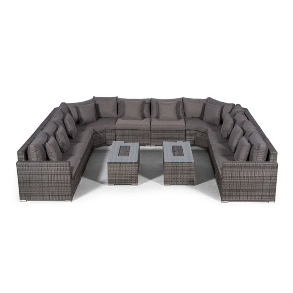Giardino Santorini U Shape Modular 10 Seat Rattan Sofa Set With 2 Large Drinks Cooler Coffee Tables