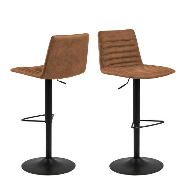 Wyld Haus Set of 2 Aalborg Bar Stool Upholstered Brown Fabric Etched Back