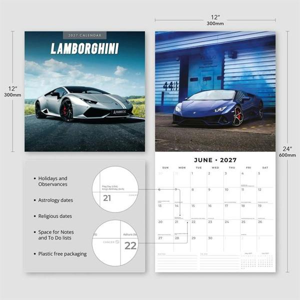 Lamborghini Calendar 2027, Wall Calendars, Month To View, Transport, Gift
