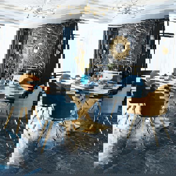 Weilai Concept LUCI Dining Table, Marble And Gold Metal