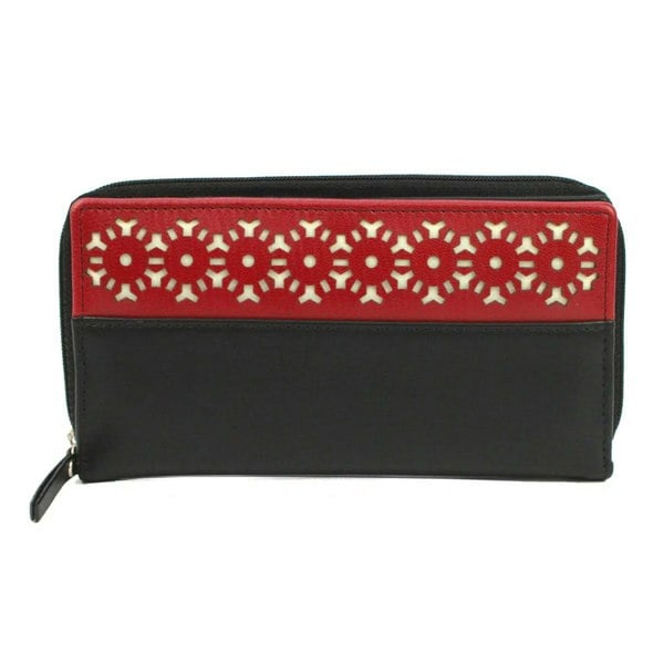Eastern Counties Leather Womens/Ladies Rachel Laser Cut Leather Purse - Black/Red