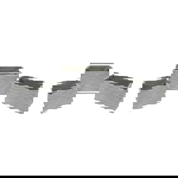 JVL Serena Rectangular Fabric Storage Baskets for Home Organisation, Set of 3, Light Grey