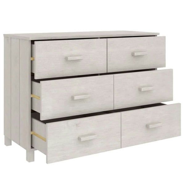 Berkfield Sideboard HAMAR White 113x40x80 cm Solid Wood Pine