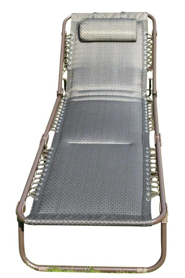 The Garden Marketplace Luxury Padded Lay Flat Garden Sun Lounger in Brown Tweed Weatherproof Textoline