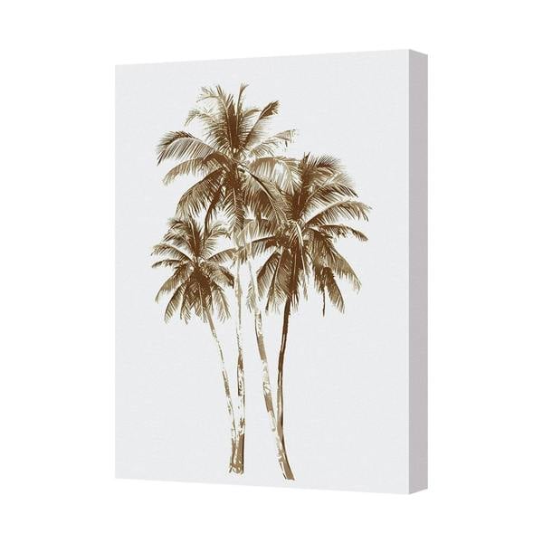 Benjamin Tate Design Palm Tree Canvas Wall Art Print Sepia Tones For Living Room Decor