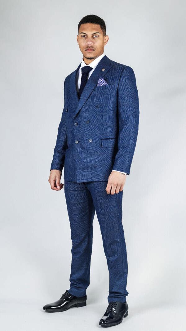 TruClothing Men's Classic Blue Double Breasted 2-Piece Suit