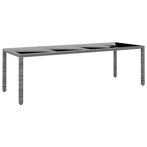 Berkfield Garden Table 250x100x75 cm Tempered Glass and Poly Rattan Grey