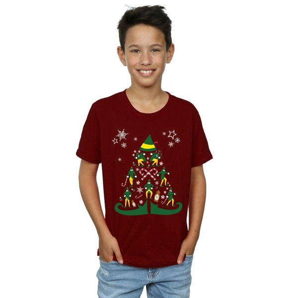 Elf Boys Christmas Tree T-Shirt - Burgundy